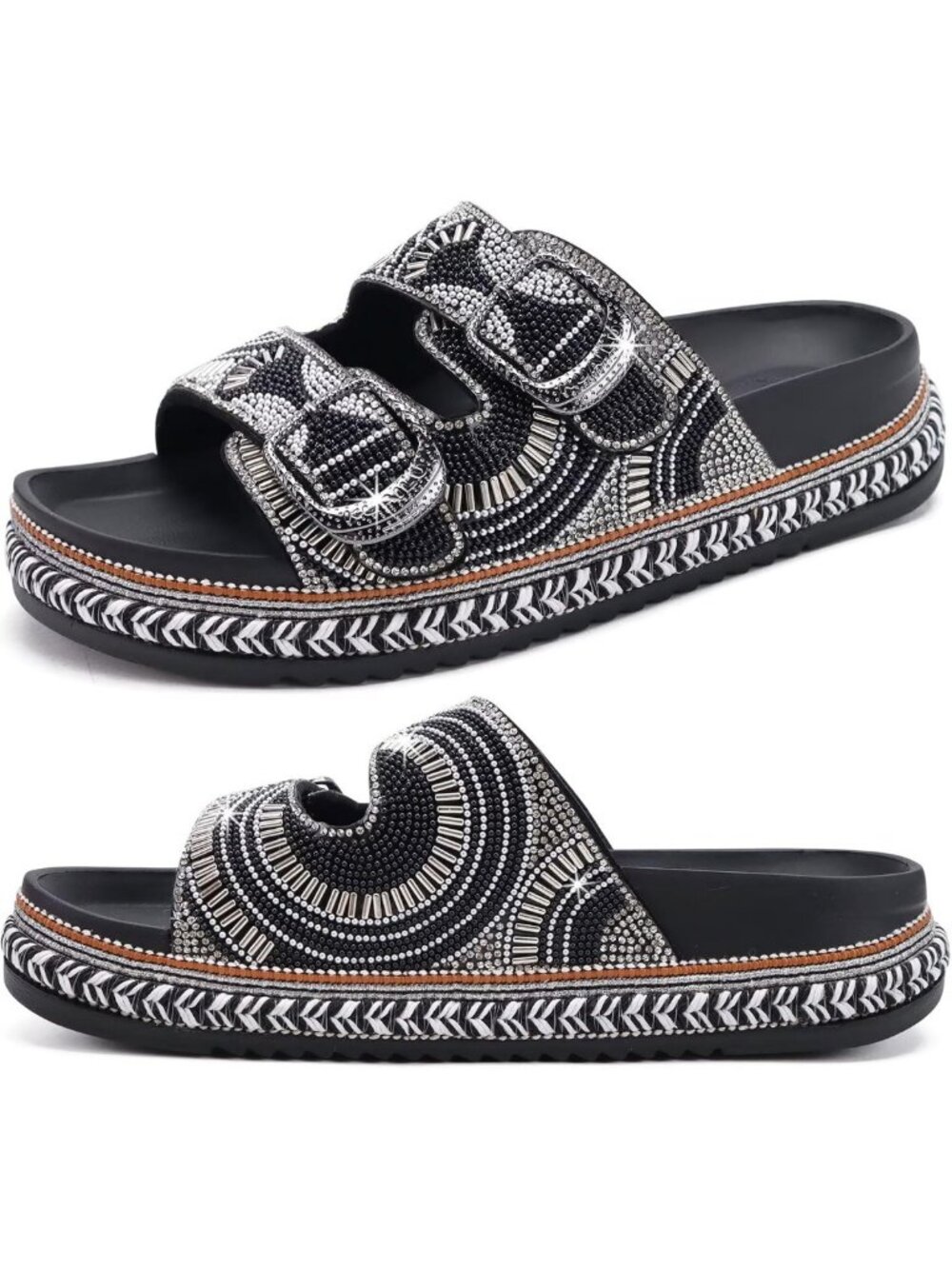 Sparkly Bling Sandals with Arch Support | Orthopedic Slip-On Slides for Summer